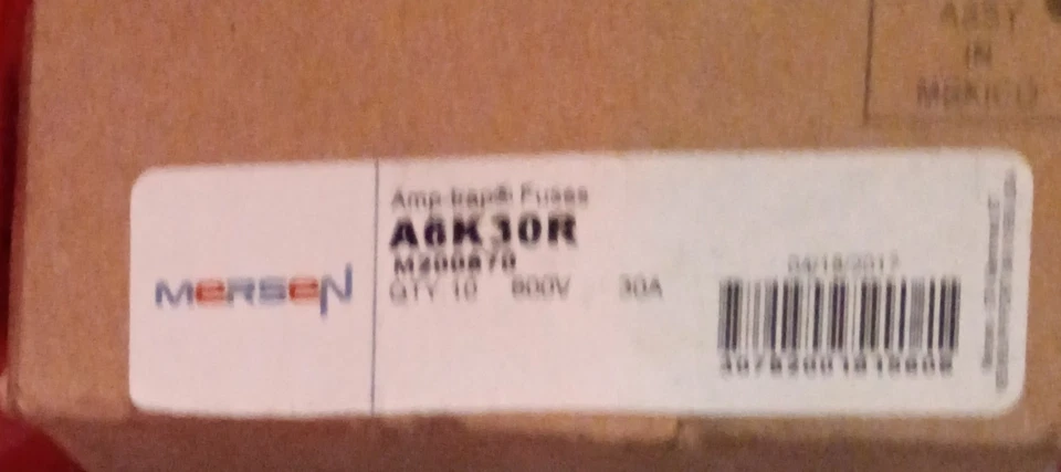 10er Box - Mersen A6K30R, 30A, 600VAC / 300VDC Sicherung - Bild 1 von 1