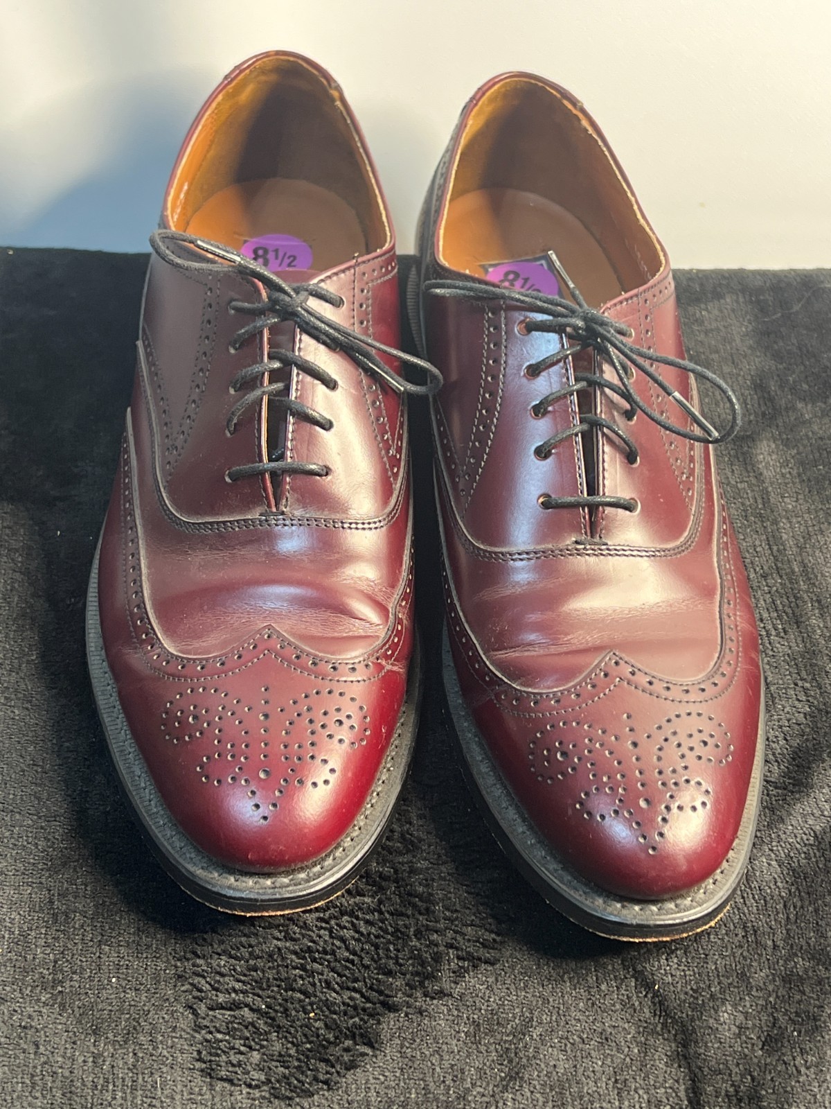 Bostonian Men’s Wingtip Oxford Dress Shoes Burgundy Leather Size 8.5