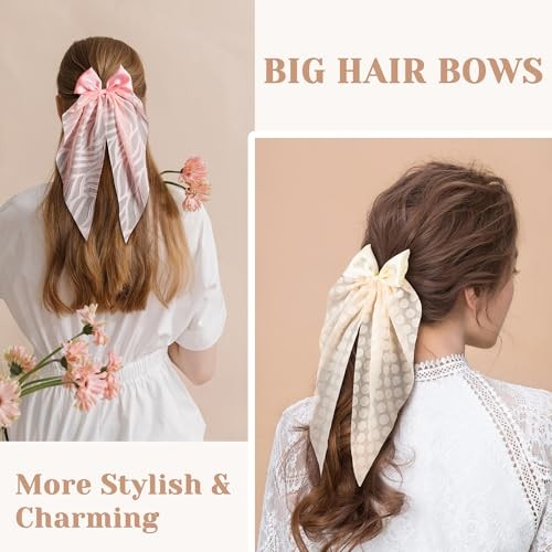 6 Pcs Hair Bows Big Hair Bows for Women Cute Long Tail Large Hair Bows Purple - 第 5/6 張圖片