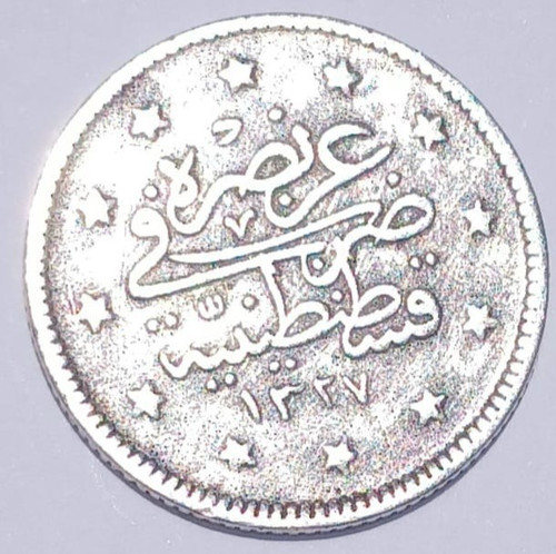 TURKEY OTTOMAN EMPIRE , Muhammad V 2 Kurush 1911 - Silver