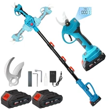 2-IN-1 Brushless Pole Pruning Shear, 2 * 2000mAh Battery, 15ft Reach 1.2" Cut...