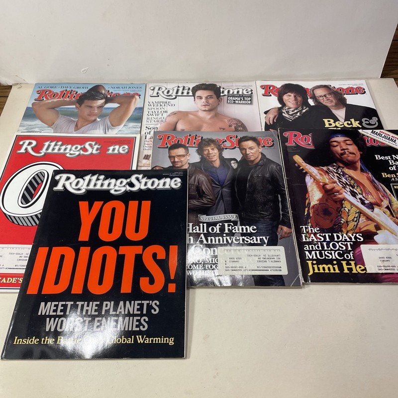 Stack Of 7 Rolling Stones Magazines Jimi, Mick Jagger, Bruce 