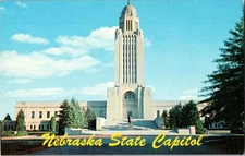 Vintage Nebraska State Capitol Linen Postcard by Dunlap Post Card Co.
