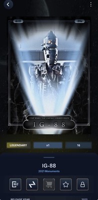 Star Wars Digital Card Trader 2021 Legendary Monument to IG-88 16cc