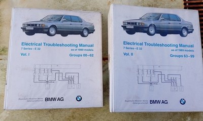 Original BMW Händler Elektrische Fehlersuche Reparaturanleitungen Vol 1&2 E32 1989