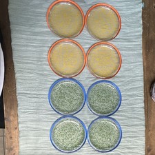 Set Of 8 Round Speckled Glass Colored Rims Arcoroc Dessert Plates Set Of 8 Round Speckled Glass Colored Rims Arcoroc Dessert Plates