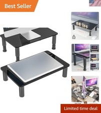 Ergonomic Black Monitor Stand Riser - Height Adjustable for Home  Gaming Desks