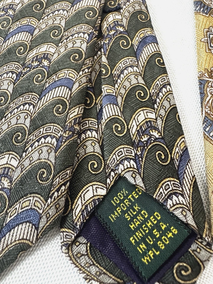 Lote de 2 corbatas vintage para sala club para hombre Paisley Preppy dinero antiguo clase Heritage Foto 3 de 4