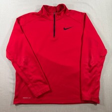Nike KO Therma Fit Quarter Zip Pullover Mens Large Red Fleece Thermal Sweater