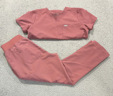 FIGS Scrubs Set Womens Large Petite Pink V-Neck Drawstring Top Pants Medical