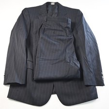 Jos A Bank 43R 34x30 Navy Blue Striped 100 Wool Mens Jacket Pants Suit