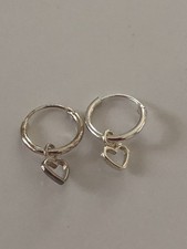 925 Sterling Silver Tiny Open Heart Sleeper Hoop Kids Girls Earrings 10mm