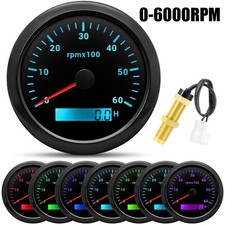 85mm LCD Tachometer Boat Tacho Gauge 0-6000RPM LCD Hour Meter with RPM Sensor