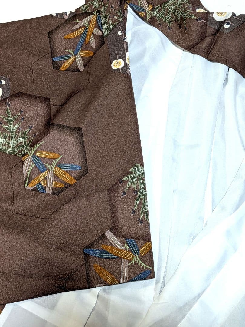 Brown Polyester Kimono Small Pattern Washable Lin… - image 8