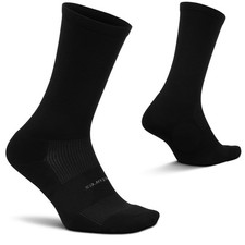 Feetures Max Cushion Crew Athletic Socks for Men Women, Black X-Large