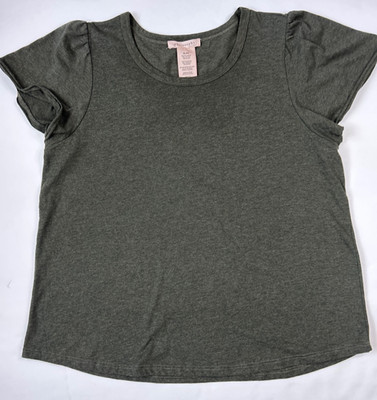 Philosophy T Shirt Womens XL Gray Green V Neck Balloon Sleeve Top