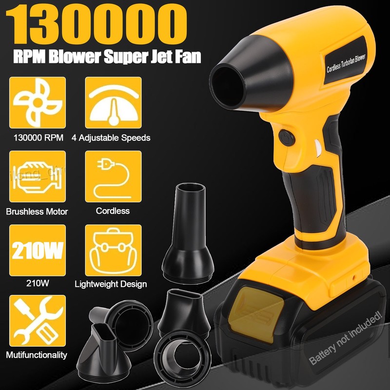 Handheld Cordless Turbofan Blower for Dewalt 18V 20V Battery W/5nozzle &4 Speeds