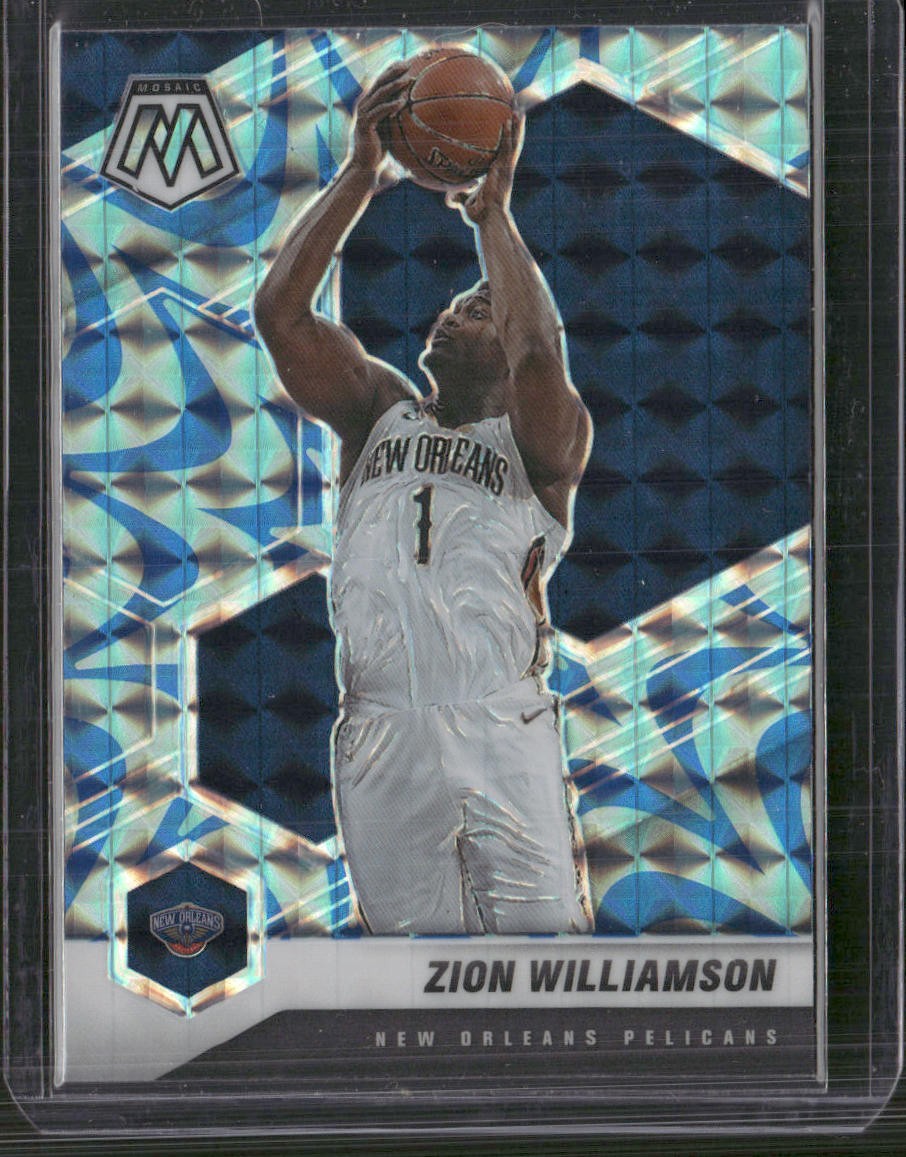 2020-21 Panini Mosaic #49 Zion Williamson Mosaic Reactive Blue