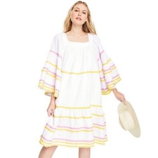 Lisa Marie Fernandez x Target White Ric Rac Flare Sleeve Dress Womens XS NWT