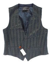 NWT ISAIA Napoli VEST blue golden cotton handmade luxury Italy 50 M