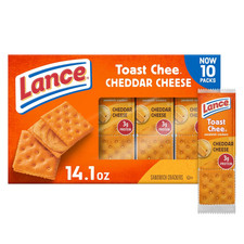 Sandwich Crackers, Toastchee Cheddar, 10 Individually Wrapped Packs, 6 Sandwiche