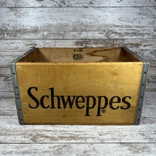 Schweppes Soda Pop Wood Wooden Advertising Crate Box Rare Vintage