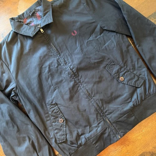 Fred Perry Mens Navy Bomber Jacket Drake's London Paisley Lined M J5242 - product listing photo