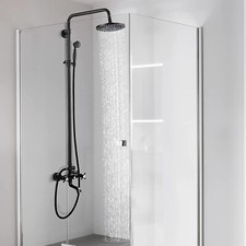 Oil Rubbed Bronze 8"Rainfall Exposed Shower Faucet System Set Mixer Fixture Tap