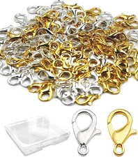 120 Pieces Stainless Steel Lobster Claw Clasps, Pincute Silver & Gold Bracelet N