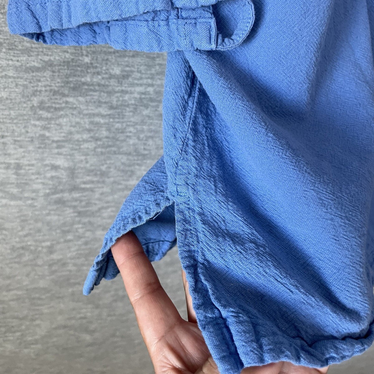 Laurie Jo Designs Shirt Womens 2X Flower Art to Wear Blue Top Slit sleeves View 3
