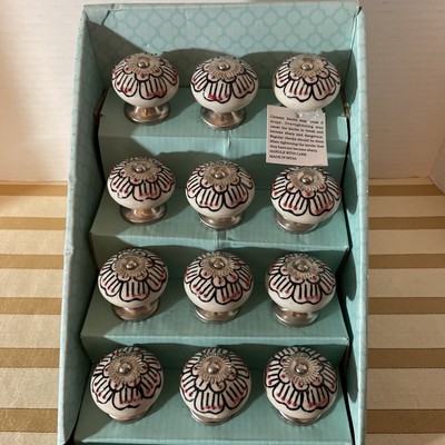 Casa Decor Ceramic Drawer Knobs Cabinet Pulls Handmade India New Set of 12 Box