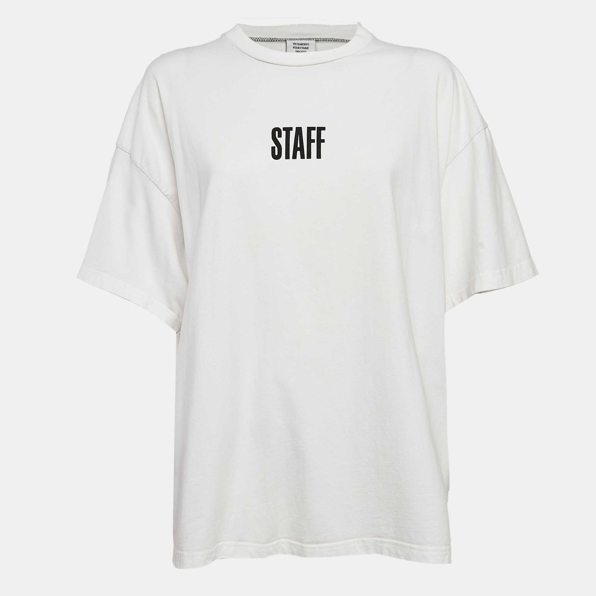 Vetements X Hanes White Staff Print Cotton Oversized T-Shirt Vetements X Hanes White Staff Print Cotton Oversized T-Shirt