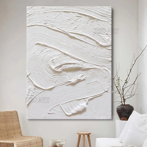 White Abstract Oil Painting On Canvas In Living Room Wall Art Home Painting Gift