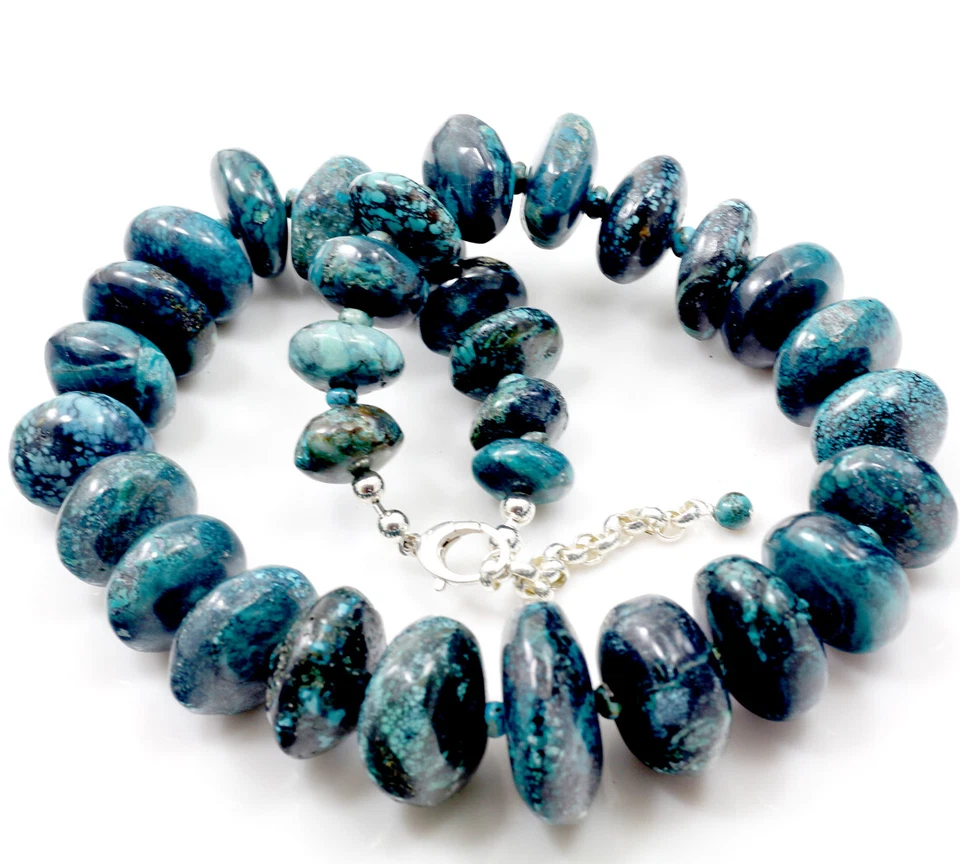 Огромный натуральный синий бирюзовый самородок узел тяжелый нагрудник ожерелье 20-22» Бесплатная доставка - Изображение 2 из 4