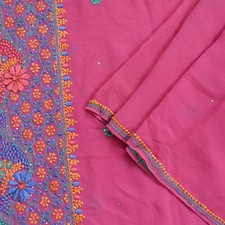 Vintage Pink Dupatta Georgette silk Long Stole Hand Embroidered Chikankari Veil