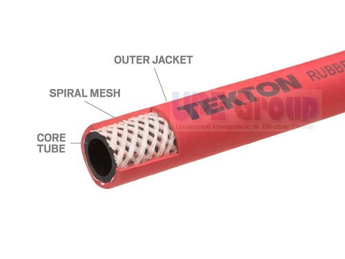 TEKTON 3/8" ID x 10' RUBBER Air Whip Lead In Jumper Hose 250 PSI USA Made 46334 - Picture 5 of 7