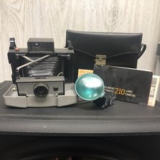 Vintage Polaroid Automatic 210 Land Camera With Flash Holder Original Case Instr