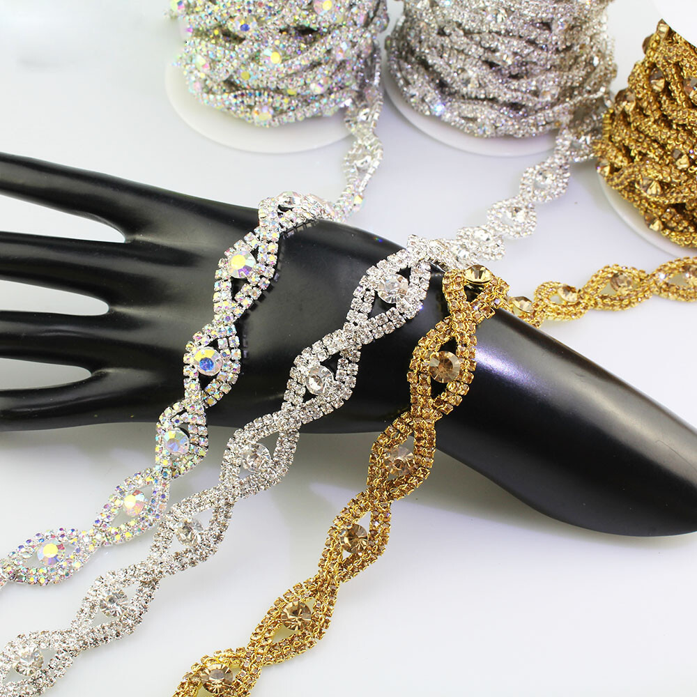 90cm Crystal Rhinestone Chain DIY Accessories for Wedding Dress Costume Applique