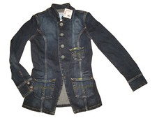 Lois Retro Women Stand Collar Button Jeans Jacket Size 2 S Nwt $289