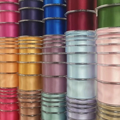 250 OPTIONS Beautiful Double Sided Satin Ribbon 3mm-50mm Wide Plain Cut Per 1M - Image 1 of 2