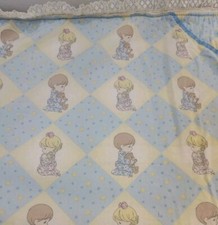 Precious Moments Praying Babies Homemade Quilt Blanket Embossed Pooh Backing