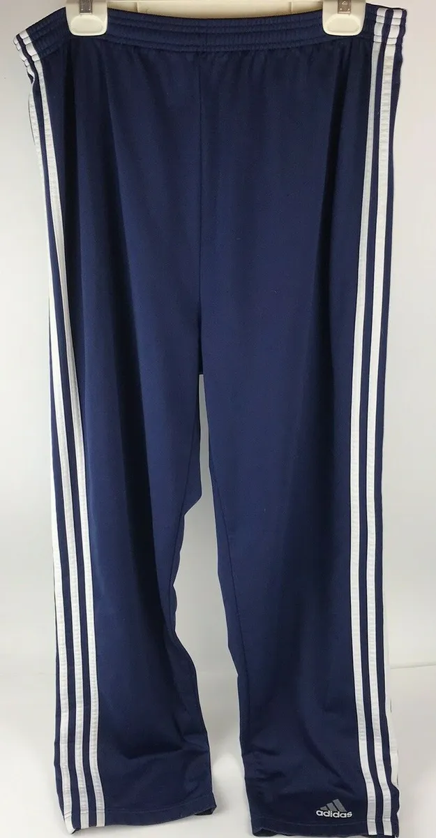 Adidas Track Pants Pull Tear Away Side Snap Blue Athletic Mens L 