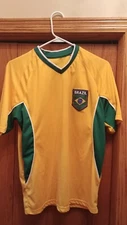 SWEET Rhinox Brazil Soccer Jersey Size Medium Yellow Short Sleeve ⚽ Poly Awesome