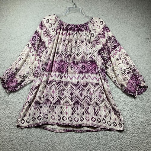Sara Michelle Top Women's Plus 2X Purple Peasant Boho Lined Relaxed Flowy - Picture 8 of 12