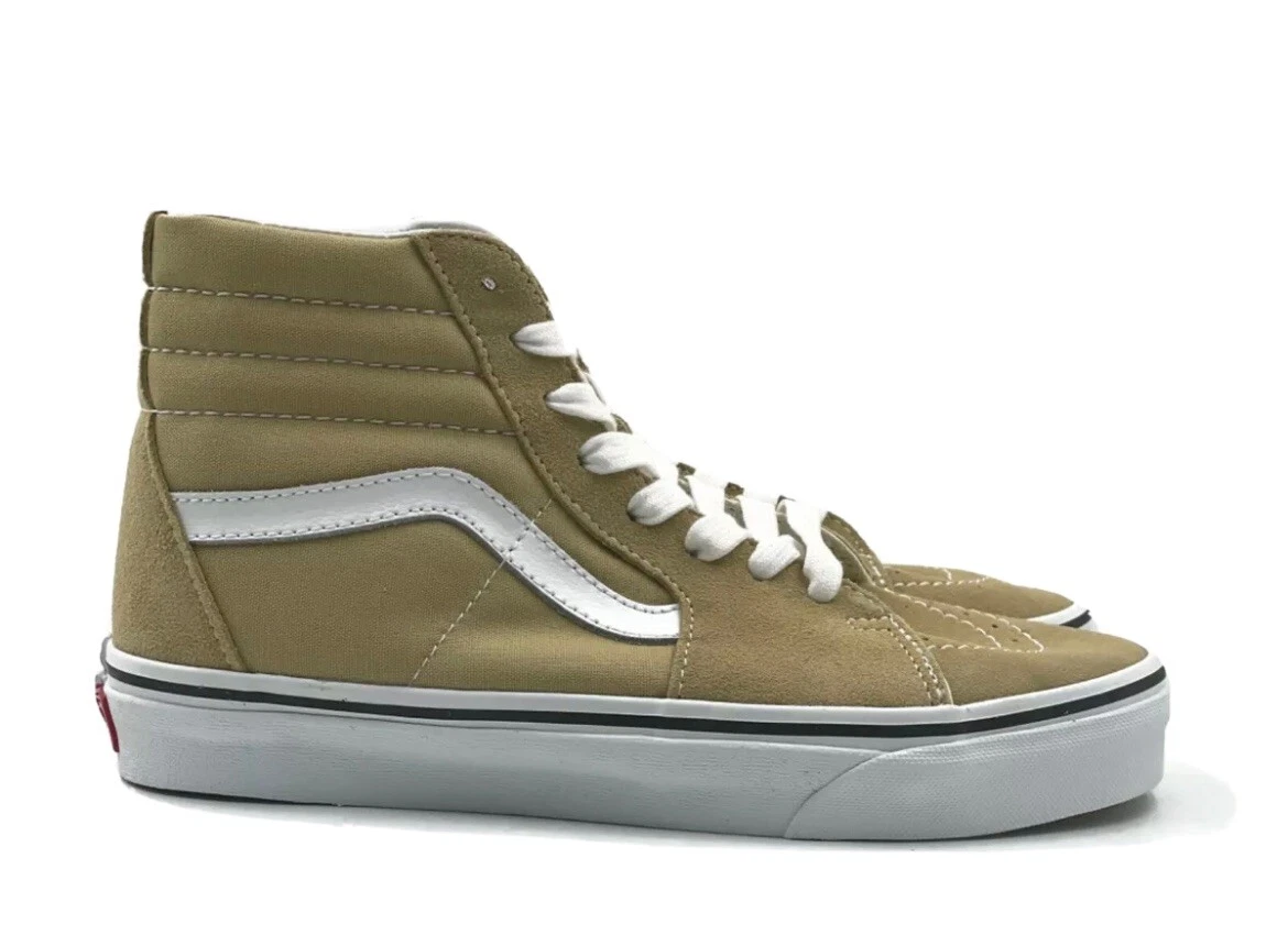 Vans Sk8 Hi Mens Sz 8.5 Casual Skate Shoe Beige Tan Athletic Trainer Sneaker