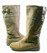 SO Junior Girls size 5 M Tall Riding Boots Brown Lace Back Side Zip 2017 Carla