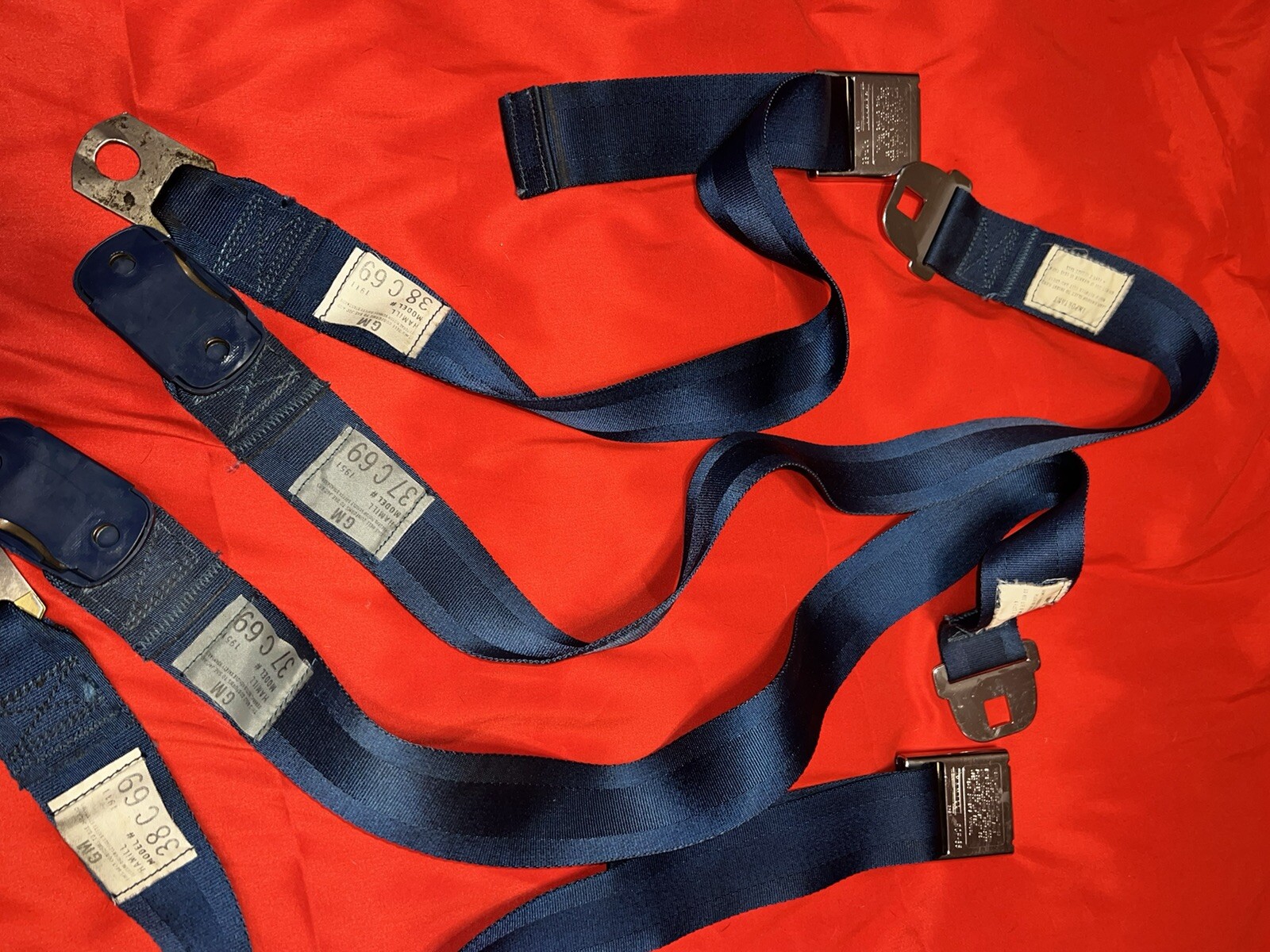 2 Blue Deluxe GM Shoulder Seat Belt 6672 Chevy Olds Pontiac GTO Nova
