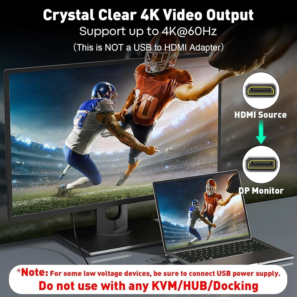 HDMI to DisplayPort Converter - 4K 60Hz, Plug and Play for Gaming and More - Image 4 of 4