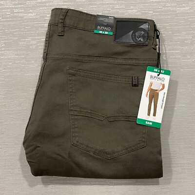 Buffalo David Bitton SAM Jeans Mens 38 x 32 Brown Denim Slim Fit Straight Leg