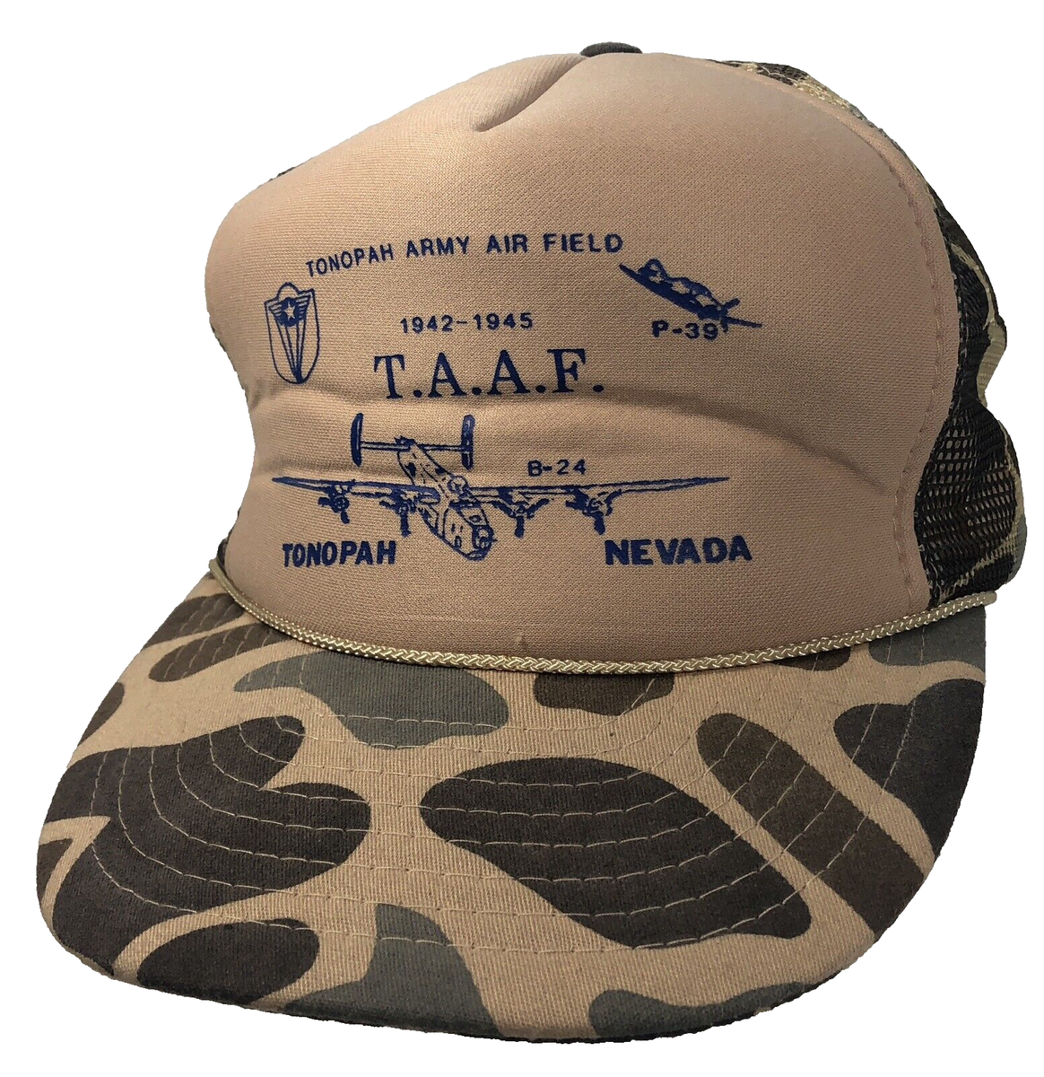 Tonopah Army Air Field TAAF B-24 Mesh Snap Back Camo Baseball Hat
